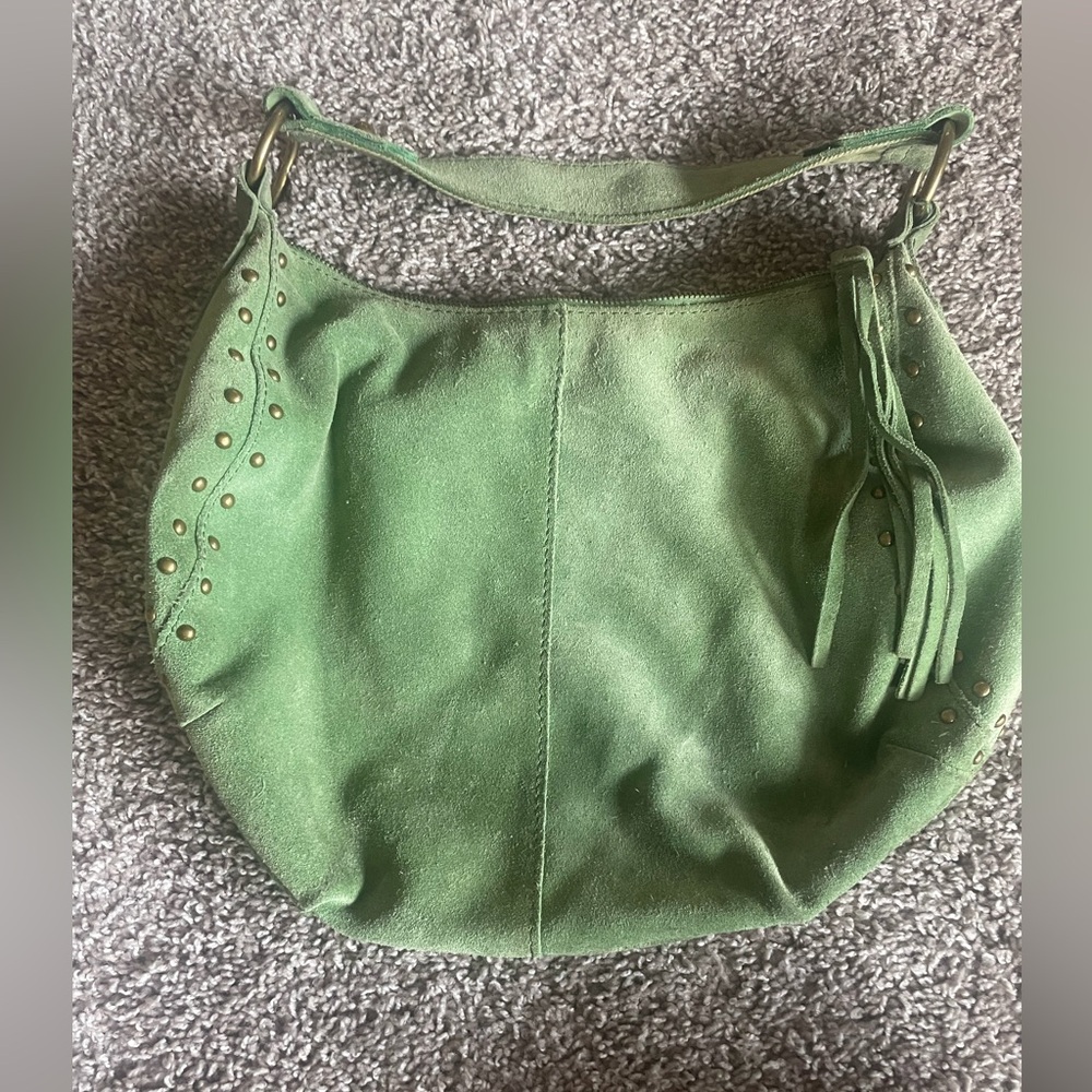 Vintage Lucky Brand green suede handbag